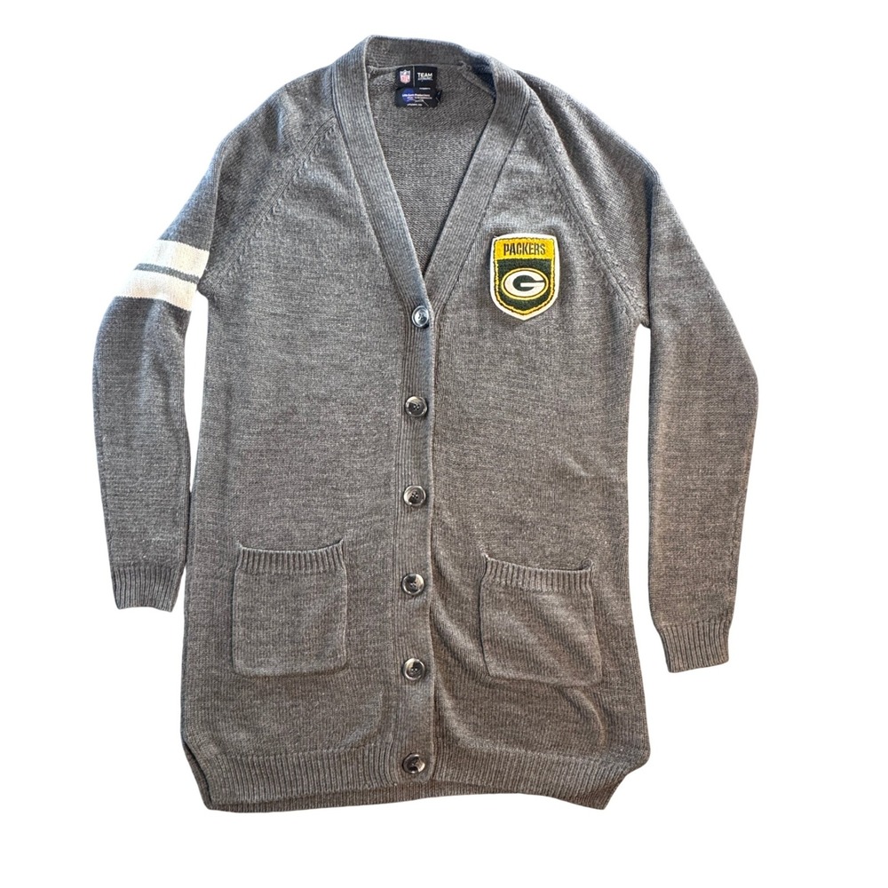NFL Green Bay Packers Gray‎ Cardigan Sweater Little Earth Productions Womens S/M
